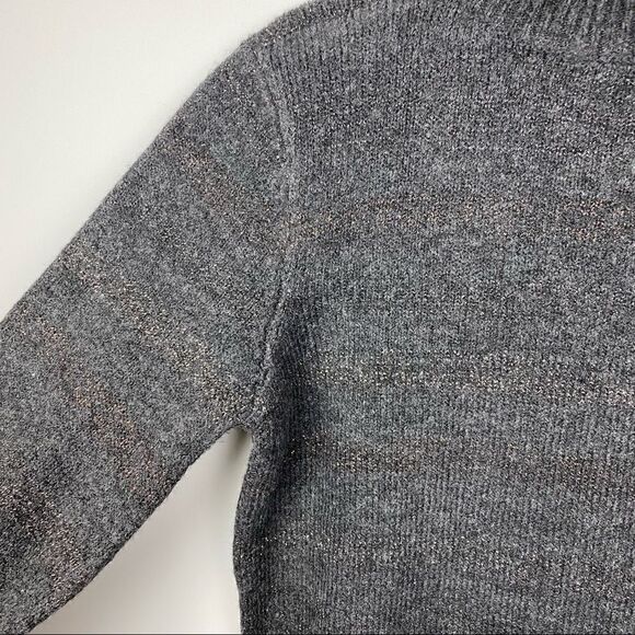 Marled Reunited Clothing Mock Neck Sweater Gray Metallic Stripes Soft Knit S - Picture 6 of 11
